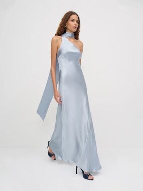 Reformation Jazzlyn Silk Gown in Light Blue